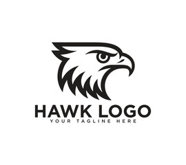 Obraz premium Minimal hawk head mascot logo design with modern line art vector illustration