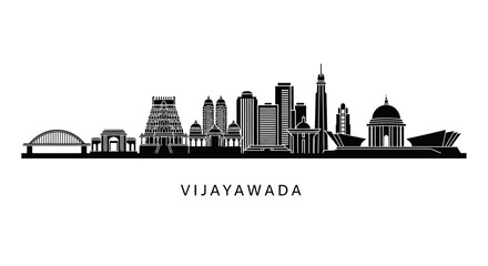 Fototapeta premium Vijayawada Skyline Silhouette - Cityscape Landmark Vector Art