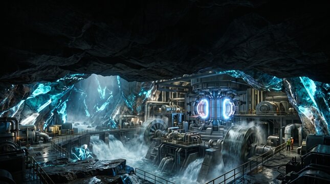 Creative Futuristic sci-fi cityscape, neon-lit industrial landscape, cyberpunk metropolis, dark technological environment 2k