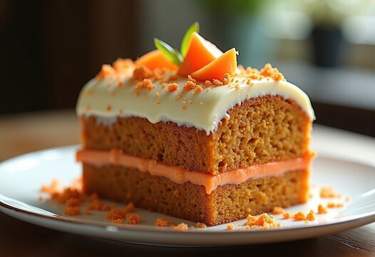 Artisan Carrot Cake Tube Structure Modern Design Cream Cheese Frosting Exquisite Flavors on Farmhouse Presentation Base