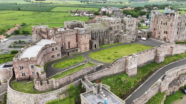 Aerial view of Bamburgh Castle, United Kingdom