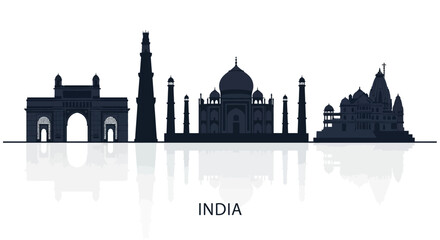 Obraz premium India Skyline Silhouette - Iconic Landmarks