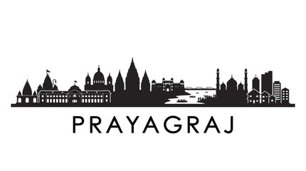 Obraz premium Prayagraj City Skyline Silhouette