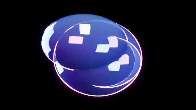 Abstract glowing bubbles pattern on black background. 3d rendering