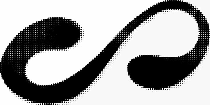 Halftone dot pattern forming a cursive l shape on a white background