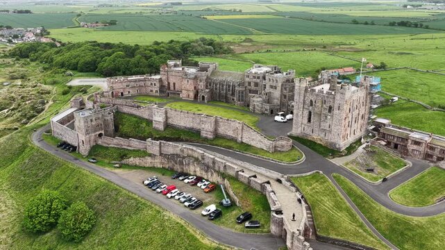 Aerial view of Bamburgh Castle, United Kingdom