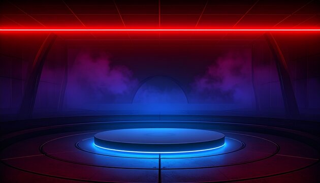 Futuristic sci‑fi glowing platform.