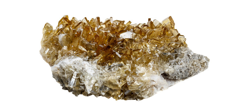 Authentic raw crystalline gemstone cluster showcasing unique tabular structure and gold facets. High quality minimalist layout template for modern brand identity