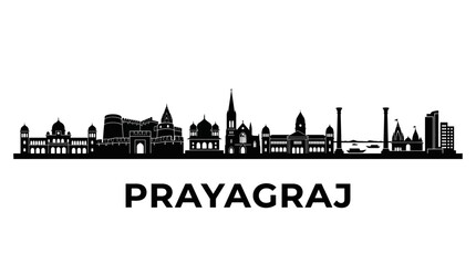 Fototapeta premium Prayagraj Skyline Silhouette - India Cityscape Vector Art
