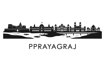 Obraz premium Prayagraj India Cityscape Silhouette