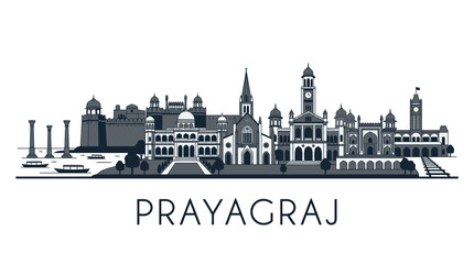 Obraz premium Prayagraj Skyline Cityscape - Indian Urban Architecture, Landmark Silhouette