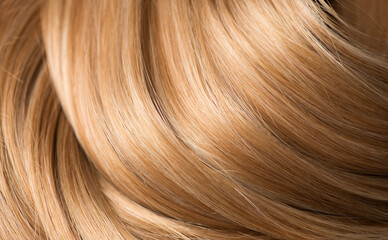 Blond hair curls background, lock of hair, healthy and beauty dyed hair backdrop design, salon, treatment, cure, dying concept. Close up, top view  © Subbotina Anna