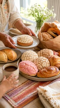 Latin Heritage celebration with traditional pastries and drinks on table
