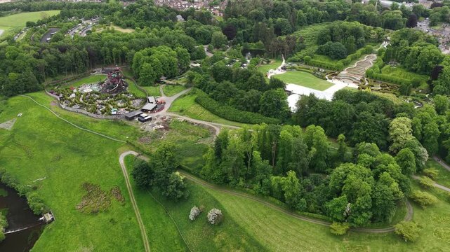 Aerial view of Alnwick Gardens, Alnwick, United Kingdom