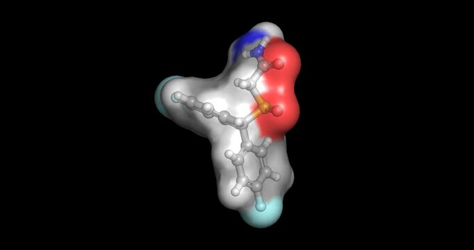 Flmodafinil, 3D molecule 4K spinning