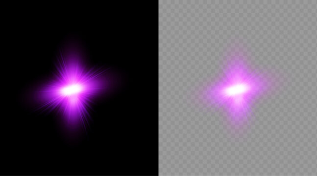 Vibrant pink light effect starburst isolated sparkle for graphic design digital art on transparent background.