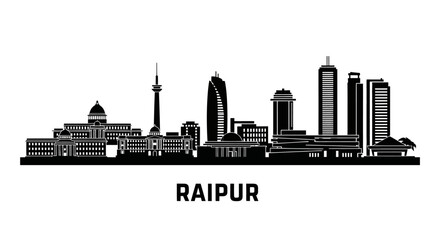 Obraz premium Raipur City Skyline Silhouette Vector - Modern Architecture and Landmarks