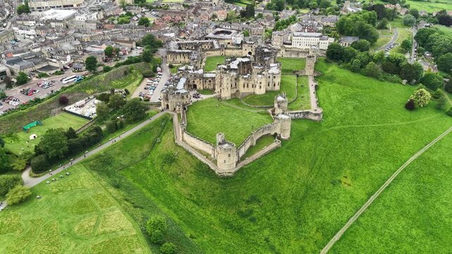 Aerial view of Alnwick Castle, Alnwick, United Kingdom
