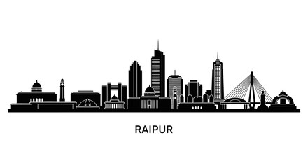Obraz premium Raipur Cityscape Silhouette Buildings Landmark Skyline Vector Illustration