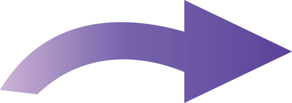 Curved purple arrow pointing right on white background with soft gradient transition