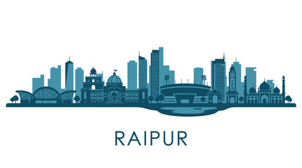 Fototapeta premium Raipur Skyline Silhouette - Modern Cityscape Art