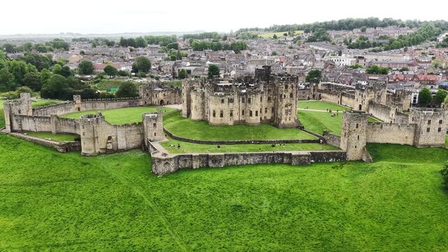 Aerial view of Alnwick Castle, Alnwick, United Kingdom