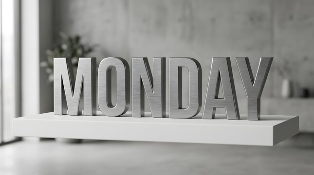 Monday, day of week, calendar, gray letters, office decor