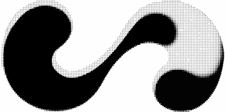 Halftone dot pattern forming a cursive l shape on a white background