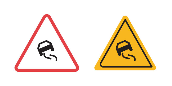 Slippery road sign