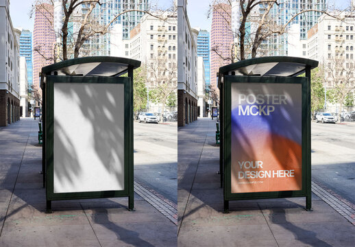 Mockup Of Customizable Sign On Bus Stop