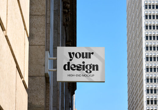 Mockup Of Customizable Sign On Building