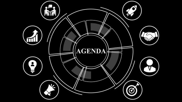 Agenda meeting appointment activity information concept. Businessman holding virtual whit Agenda icon for agenda meeting plan schedule in personal organizer.,4k animation video