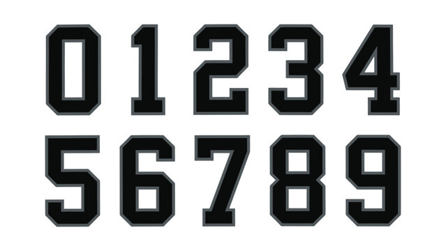 Black numbers 0 to 9 on white background