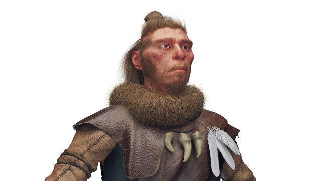 Illustration of a male Homo neanderthalensis