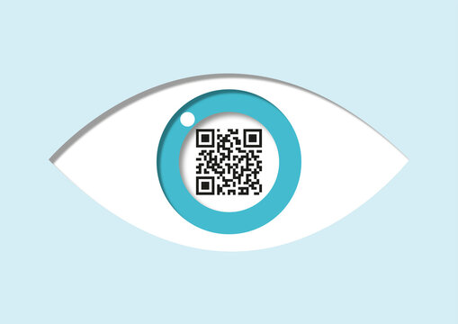 Eye with QR code, illustration
