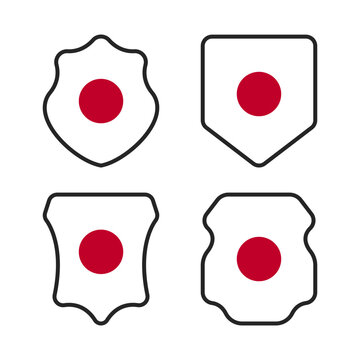 Japan Flag Shield Badge Collection