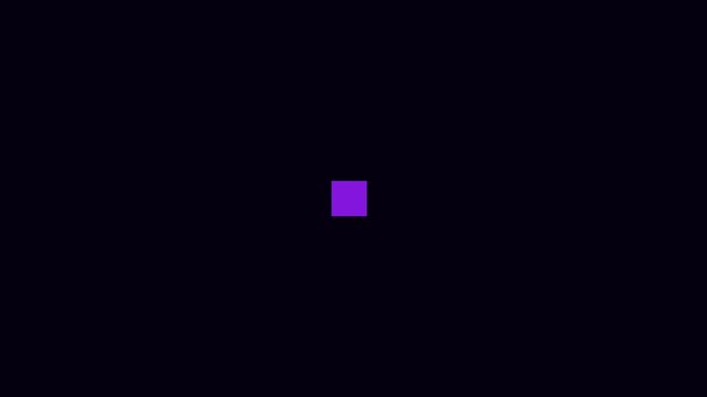 Minimalist purple square animation centered on a dark black background
