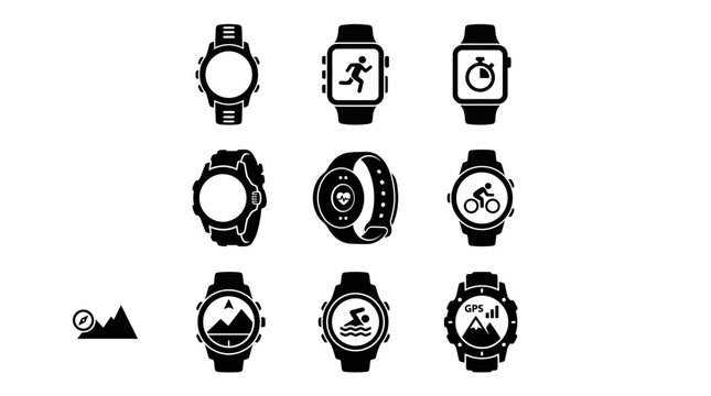 Collection of smartwatch designs and faces.