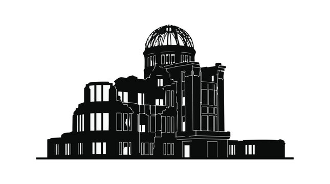 Hiroshima Peace Memorial Building Atomic Bomb Dome Silhouette