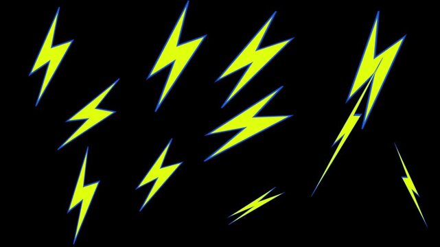 Yellow lightning bolts on a black background, graphics and design,
Pop art