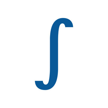 Isolated blue integral symbol on a white background representing mathematics and calculus concepts