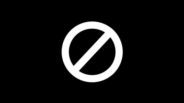 Block Icon Animation. Access Denied Prohibited Symbol Motion Graphic 4K.
