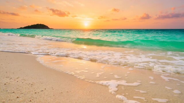 minimal tropical beach horizon at golden sunset relaxing vacation seascape video