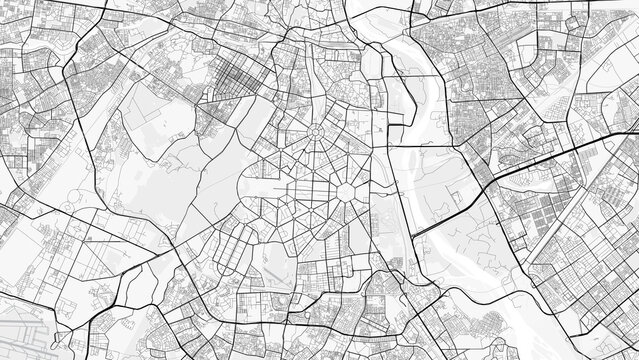 New Delhi City Map. Minimalist black and white line art poster for printing, wallpaper, wall art, and map resources for home and office decor