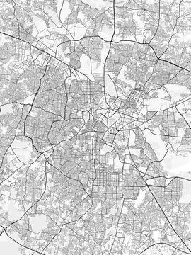Bengaluru City Map. Minimalist black and white line art poster for printing, wallpaper, wall art, and map resources for home and office decor