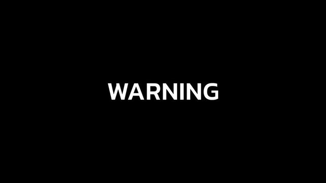 Simple Flicker Blink White Warning Text Animation on black background