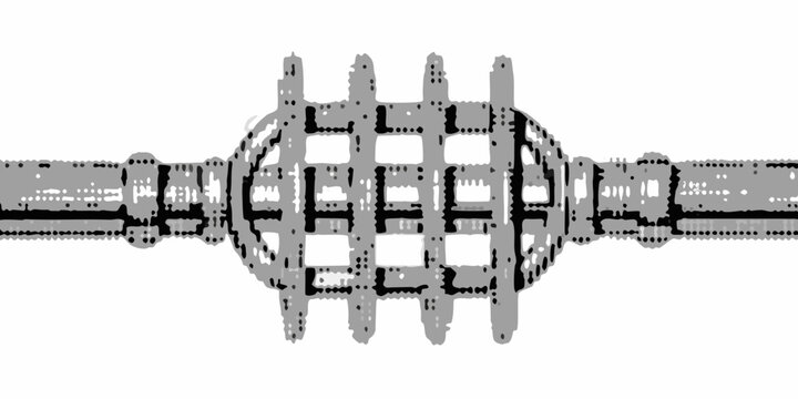 Halftone dot pattern with elongated central shape on white background