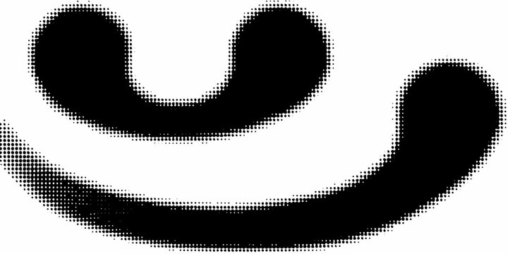Halftone dot pattern forming a cursive letter black and white