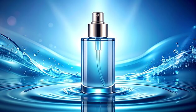 Luxury perfume bottle with water effect.