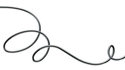 Obraz premium Chrome squiggle line 3D rendering isolated. Futuristic wriggling long metal line banner
